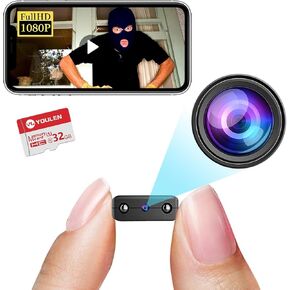 【Free 32G】Smallest Wireless Camera,HD1080P Spy WiFi Camera Detector,Pet Camera,Baby Monitor Camera For Home Security Night Vision,Motion Detection,Cloud Storage for Security with iOS Android APP
