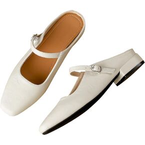 Dear Time Women's Closed Toe Mary Jane Backless Flats Slip-on Mules Casual Comfortable Shoes