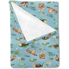 Cute Otters Baby Blanket for Boy Girl Sea Otters Animal Flannel Soft Swaddle Blanket Watercolor Otters Pond Painting Receiving Blankets Bedding Blanket Toddler Newborn Nursery Crib Blanket 30x40