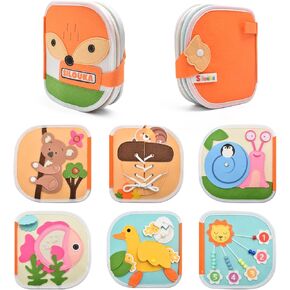 Busy Book for Toddlers Busy Board for 2 3 4 Year Old Felt Quiet Book for Toddlers 2-4 Years Old Boy Girl Birthday Gift with Life Skills, Cognition, Sorting, Matching, Fox