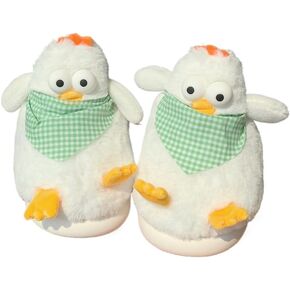 Funny Animal Fuzzy Slippers for Women Girls Kawaii Cartoon Plush Cute Warm Chicken Slippers Indoor In Winter Bedroom