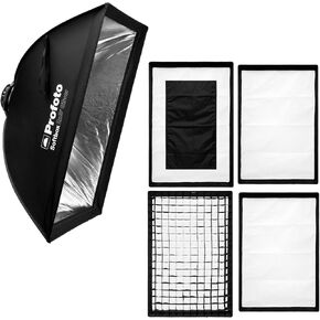 Profoto 2 x 3-Feet Softbox Rectangular Soft Light (Silver) Bundle with Softgrid 2x3-Feet, 2 x 3-Feet Edge Mask, 2 x 3-Feet Diffuser Kit 1.5 f-Stop, and 2 x 3-Feet Diffuser Kit 0.5 f-Stop (5 Items)