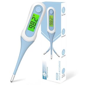 Digital Basal Thermometer for Adults and Kids, 8s Fast Reading, Accurate & Safe Oral Thermometer for Baby with Fever Alarm, °C/°F Switchable, 3 Colors Backlit Medical Rectal Thermometers