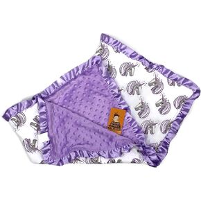 Dear Baby Gear Baby Blankets, Unicorns with Lavender Hair, Lavender Minky, 32 Inches by 32 Inches