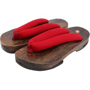 Holibanna Japanese Wooden Clogs Sandals Japan Traditional Shoes Geta Red
