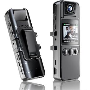 64GB Included, 4K UHD 30FPS Recording,1.4 in Screen Recorder,Body Cameras,Wearable Body Cam,6HR Battery Life, for Outdoor Riding,Home,Sports,Pet Records,Security,Travel Records, JS-06B-2