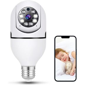 2K Light Bulb Security Camera -5G& 2.4GHz WiFi Security Cameras,Home Security Camera Outside Indoor,Human Motion Detection and Alarm,Two-Way Talk,Color Night Vision,Bulb Camera Compatible with Alexa