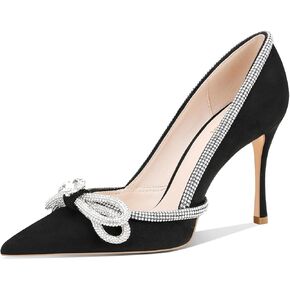 MSONLYDN Women's High Heels Pointed Toe Stiletto Heeled Rhinestone Satin Prom Dress Wedding Bridal Party Pumps