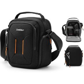 Cwatcun Campact Camera Bag Camera Sling Case for Canon Nikon Sony Fuji Cameras, Lens, DSLR SLR Mirrorless, Shoulder Corssbody Camera Bag, Travel Photography Water-resistant Bag Purse, Black