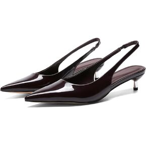 Metallic Heel Slingback Kitten Heels for Women Slip On Pointed Toe Pumps Comfortable Casual Dress Work Shoes