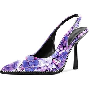 Mettesally Slingback Pumps 4 Inches Stilettos Sexy Evening Heels for Women Beaded