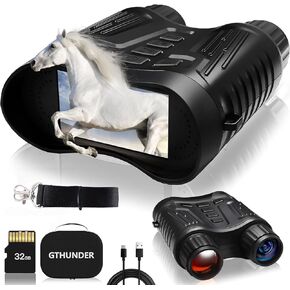 GTHUNDER 4K Night Vision Goggles, 4000mAH Rechargeable Infrared Digital Night Vision Binoculars, 32GB Card for Video and Photo