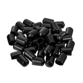 uxcell Rubber End Caps, 50Pcs Round Screw Thread Protector 12.5mm Dia Bolt Cap Covers Hole Plugs for Tubing Pipe Rod Nut Furniture, Black