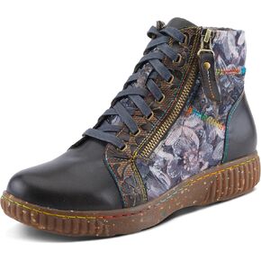 Spring Step L'Artiste Maylah Women's Floral Bootie - Patchwork Design, Rainbow Stitching, Comfortable & Stylish