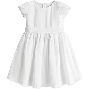 Hope & Henry Layette Baby Girl Woven Short Sleeve Dress with Peter Pan Collar