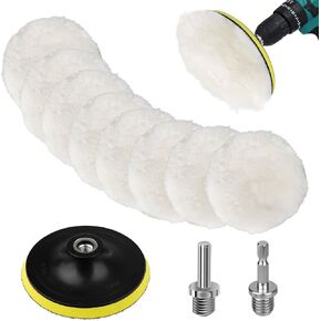 Linkstyle 11PCS 5in Wool Polishing Buffing Pad Kit, Car Polishing Kit for Drill Buffer Attachment with M14 Drill Adapter