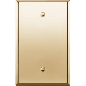LIDER Blank Metal Wall Plate, Stainless Steel Blank Outlet Cover, Corrosion Resistant, Mid-Size 1-Gang 4.88" x 3.11", 201 Stainless Steel, LMWP-01M-PB, Polished Brass