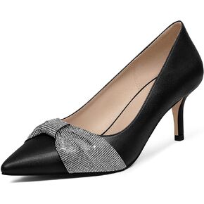 MUCCCUTE Rhinestone Heels for Women Pointed Toe Bow Pumps Elegant Sparkly Wedding Shoes Stiletto Party Dress Shoes
