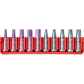 PB Swiss Tools Hex Torx Bit Block PB C6.704 CN | 100% Swiss Made | 10-Piece Bit Set with C6 1/4" PrecisionBits, Size Hex 2.5-6 mm, T10-T30