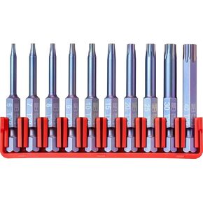 PB Swiss Tools Torx Plus Bit Block PB E6.716 CN | 100% Swiss Made | 10-Piece Bit Set with 10 Long E6 1/4" PrecisionBits Sized T6-T40