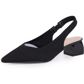 YEOJOU Women's Closed Toe Slingback Heels Kitten Heel Knit Pumps Dress Shoes