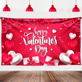 Pink Happy Valentines Day Banner - Xtralarge, 72x44 Inch | Valentines Day Backdrops for Valentines Day Decorations, Valentines Backdrops for Photography, Valentines Banner, Valentines Decorations