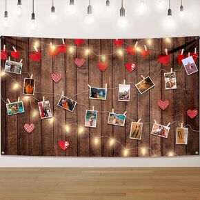 KatchOn, Adorable DIY Valentines Day Backdrop for Photos - Xtralarge 72x44 Inch | Love Crafted Valentines Photo Banner | Happy Valentines Day Banner Decorations | Valentines Day Decorations for Party