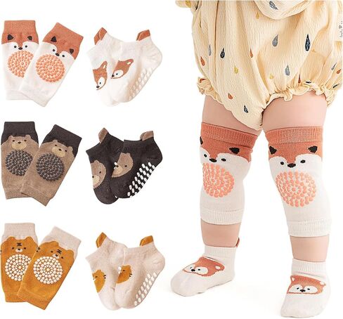 Cute Baby Knee Pads for Crawling, Cartoon Anti-Slip Toddler Knee Floor Pads for Crawling, Walk in Saudi Arabia