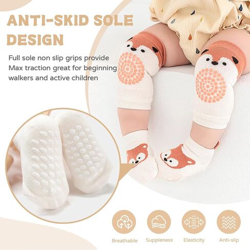 Cute Baby Knee Pads for Crawling, Cartoon Anti-Slip Toddler Knee Floor Pads for Crawling, Walk in Saudi Arabia