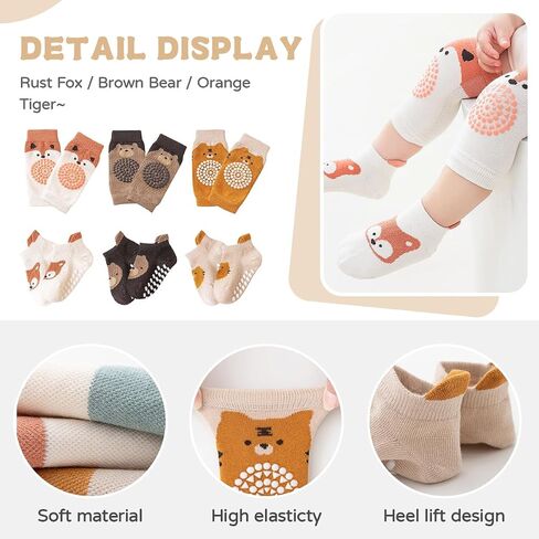 Cute Baby Knee Pads for Crawling, Cartoon Anti-Slip Toddler Knee Floor Pads for Crawling, Walk in Saudi Arabia