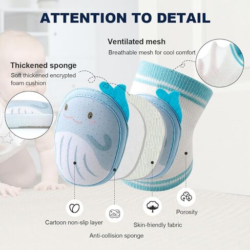 Cute Baby Knee Pads for Crawling, Cartoon Anti-Slip Toddler Knee Floor Pads for Crawling, Walk in Kuwait
