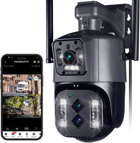 4K 8MP PTZ Outdoor Surveillance Camera WiFi, Instant Alert, Dual Lenses, Night Vision, Waterproof, Zoom×10, Human Detection, Two-Way Audio, Motion Tracking, SD Card in Saudi Arabia