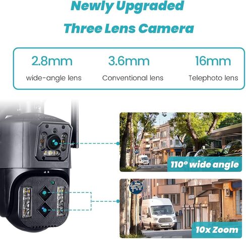 4K 8MP PTZ Outdoor Surveillance Camera WiFi, Instant Alert, Dual Lenses, Night Vision, Waterproof, Zoom×10, Human Detection, Two-Way Audio, Motion Tracking, SD Card in Saudi Arabia