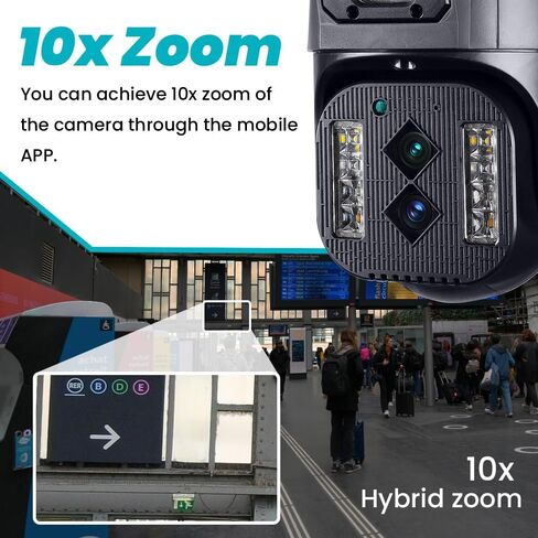 4K 8MP PTZ Outdoor Surveillance Camera WiFi, Instant Alert, Dual Lenses, Night Vision, Waterproof, Zoom×10, Human Detection, Two-Way Audio, Motion Tracking, SD Card in Saudi Arabia