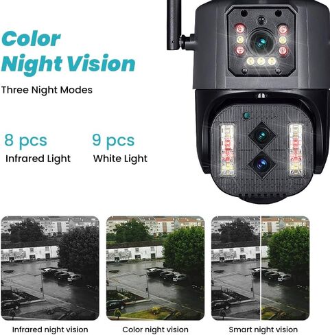 4K 8MP PTZ Outdoor Surveillance Camera WiFi, Instant Alert, Dual Lenses, Night Vision, Waterproof, Zoom×10, Human Detection, Two-Way Audio, Motion Tracking, SD Card in Saudi Arabia