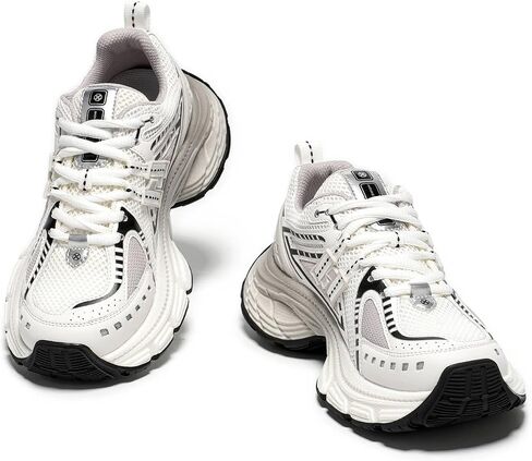 BEAU TODAY Chunky Sneakers for Women, Womens Fashion Sneakers, Lightweight Leather Sneakers for Women, Comfortable Casual Lace-Up Breathable Dad Shoes in Saudi Arabia