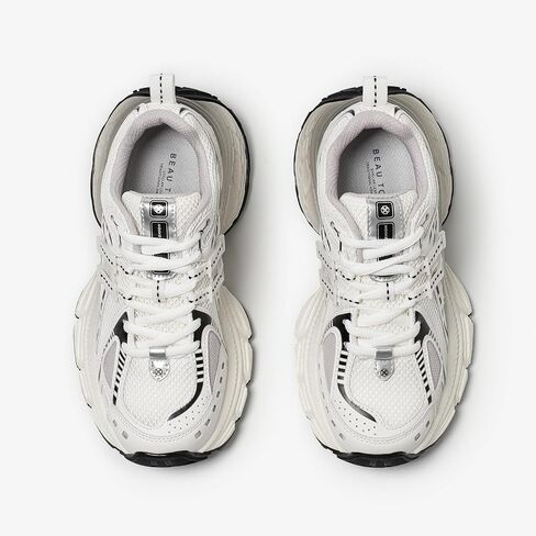BEAU TODAY Chunky Sneakers for Women, Womens Fashion Sneakers, Lightweight Leather Sneakers for Women, Comfortable Casual Lace-Up Breathable Dad Shoes in Saudi Arabia