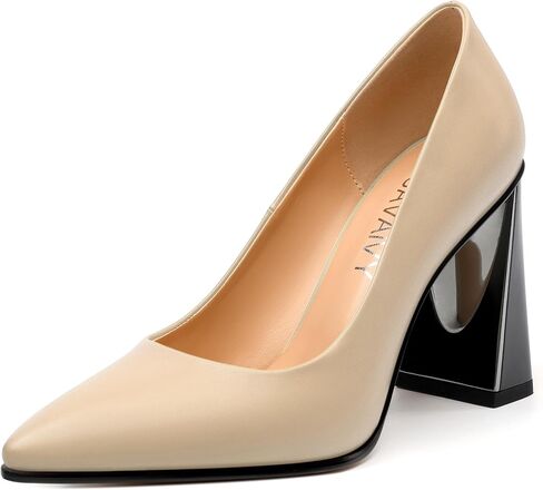 Womens Pumps, Pointed Closed Toe High Heels, Slip On Fashion Chunky Heel Work Dress Office Wedding Party Shoes in Saudi Arabia