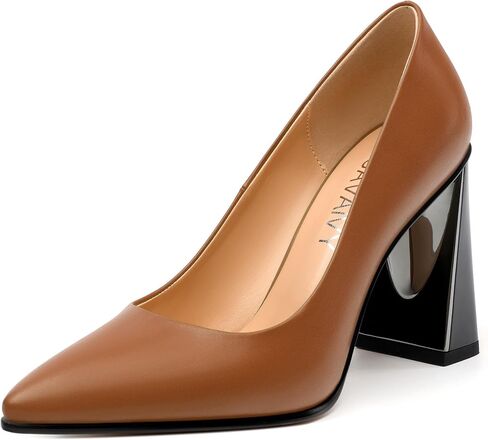 Womens Pumps, Pointed Closed Toe High Heels, Slip On Fashion Chunky Heel Work Dress Office Wedding Party Shoes in Saudi Arabia