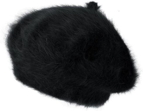 ililily Solid Color Angora French Beret Furry Artist Flat Winter Hat in Kuwait