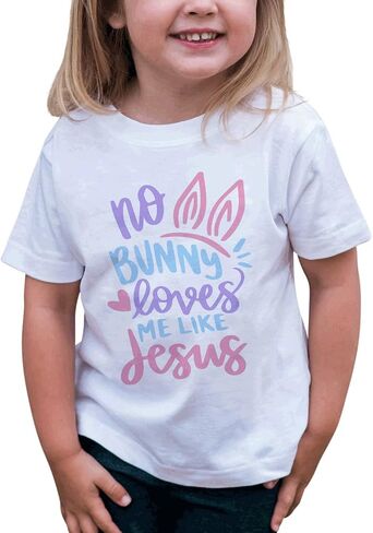 7 ate 9 Apparel Girls Happy Easter Shirts - No Bunny Loves Me Like Jesus White T-Shirt in Saudi Arabia