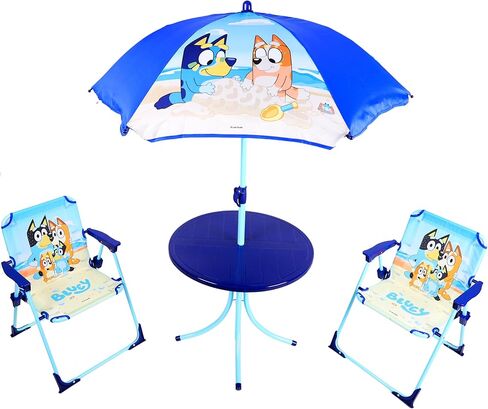 Toyland® Bluey & Bingo Table & Chairs Patio - طاولة واحدة ، كرسيان و 1 Parasol - أثاث الأطفال الداخلي والخارجي - مثالي للشاطئ والحديقة in Kuwait