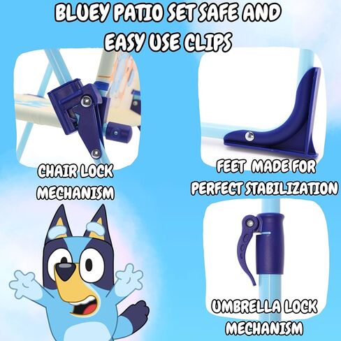 Toyland® Bluey & Bingo Table & Chairs Patio - طاولة واحدة ، كرسيان و 1 Parasol - أثاث الأطفال الداخلي والخارجي - مثالي للشاطئ والحديقة in Kuwait