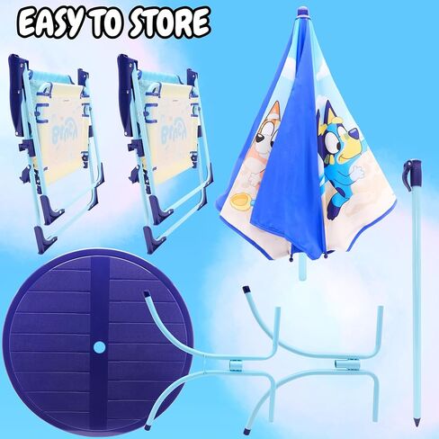 Toyland® Bluey & Bingo Table & Chairs Patio - طاولة واحدة ، كرسيان و 1 Parasol - أثاث الأطفال الداخلي والخارجي - مثالي للشاطئ والحديقة in Kuwait