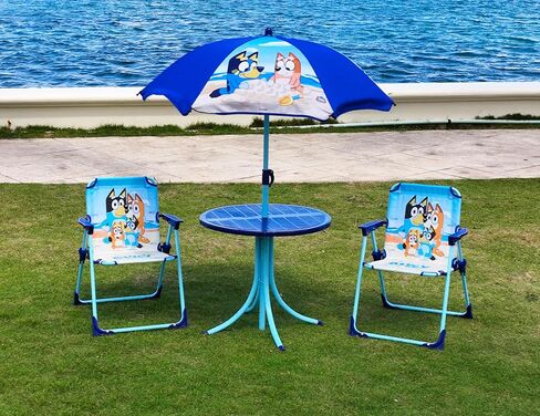 Toyland® Bluey & Bingo Table & Chairs Patio - طاولة واحدة ، كرسيان و 1 Parasol - أثاث الأطفال الداخلي والخارجي - مثالي للشاطئ والحديقة in Kuwait