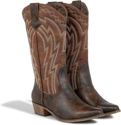 J's.o.l.e Women's Cowgirl Boots Cowboy Vintage Embroidered Brown Country Western Boots Snip Toe in Saudi Arabia