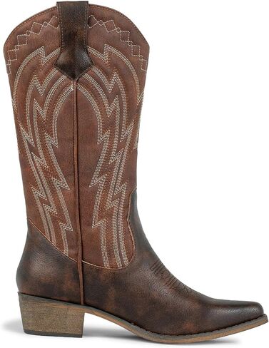 J's.o.l.e Women's Cowgirl Boots Cowboy Vintage Embroidered Brown Country Western Boots Snip Toe in Saudi Arabia