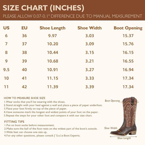 J's.o.l.e Women's Cowgirl Boots Cowboy Vintage Embroidered Brown Country Western Boots Snip Toe in Saudi Arabia
