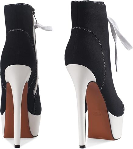 Canvas Boots Boots Platform Lace-Up Short Boot Stiletto High Heel Cheel مغلق جوارب أحذية رياضية مع سوستة جانبية للسيدات مثير الخريف الشتاء in Kuwait