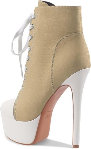 Canvas Boots Boots Platform Lace-Up Short Boot Stiletto High Heel Cheel مغلق جوارب أحذية رياضية مع سوستة جانبية للسيدات مثير الخريف الشتاء in Kuwait